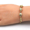 Oro Laminado Fancy Bracelet, Gold Filled Style Flower Design, Polished, Golden Finish, 03.63.1893.08 (04 MM Thickness, 8 Inches Length)