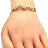 Oro Laminado Fancy Bracelet, Gold Filled Style Flower Design, Polished, Golden Finish, 03.63.1893.08 (04 MM Thickness, 8 Inches Length)