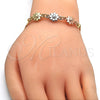 Oro Laminado Fancy Bracelet, Gold Filled Style Flower Design, Polished, Tricolor, 03.63.1893.1.08 (04 MM for wholesale, additional product view 3