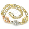 Oro Laminado Fancy Bracelet, Gold Filled Style Flower Design, Polished, Tricolor, 03.63.1893.1.08 (04 MM for wholesale, additional product view 6