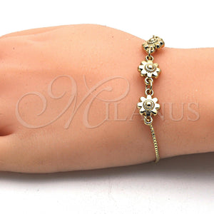 Gold Filled Bracelet — Adjustable Bolo Bracelet Flower Design Polished 03.63. 01 — main product view — SKU 121311 | Oro Laminado brazalete — Adjustable Bolo Bracelet flor diseño pulido 03.63. 01 — SKU 121311