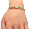 Oro Laminado Adjustable Bolo Bracelet, Gold Filled Style Flower Design, Polished, Golden Finish, 03.63.1894.11 (01 MM Thickness, 11 Inches Length)