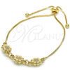 Oro Laminado Adjustable Bolo Bracelet, Gold Filled Style Flower Design, Polished, Golden Finish, 03.63.1894.11 (01 MM Thickness, 11 Inches Length)