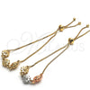 Oro Laminado Adjustable Bolo Bracelet, Gold Filled Style Flower Design, Polished, Golden Finish, 03.63.1894.11 (01 MM Thickness, 11 Inches Length)
