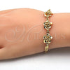 Oro Laminado Fancy Bracelet, Gold Filled Style Flower Design, Polished, Golden Finish, 03.63.1895.08 (04 MM Thickness, 8 Inches Length)