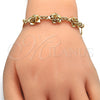 Oro Laminado Fancy Bracelet, Gold Filled Style Flower Design, Polished, Golden Finish, 03.63.1895.08 (04 MM Thickness, 8 Inches Length)