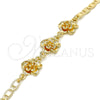 Oro Laminado Fancy Bracelet, Gold Filled Style Flower Design, Polished, Golden Finish, 03.63.1895.08 (04 MM Thickness, 8 Inches Length)