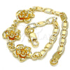 Oro Laminado Fancy Bracelet, Gold Filled Style Flower Design, Polished, Golden Finish, 03.63.1895.08 (04 MM Thickness, 8 Inches Length)
