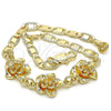 Oro Laminado Fancy Bracelet, Gold Filled Style Flower Design, Polished, Golden Finish, 03.63.1895.08 (04 MM Thickness, 8 Inches Length)