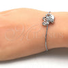 Rhodium Gold Filled Adjustable Bolo Bracelet, Elephant Design, with White Cubic Zirconia, Polished, Rhodium Finish, 03.155.0042.1.11 (01 MM Thickness, 11 Inches Length)