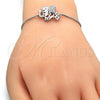 Rhodium Gold Filled Adjustable Bolo Bracelet, Elephant Design, with White Cubic Zirconia, Polished, Rhodium Finish, 03.155.0042.1.11 (01 MM Thickness, 11 Inches Length)