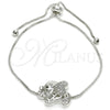 Rhodium Gold Filled Adjustable Bolo Bracelet, Elephant Design, with White Cubic Zirconia, Polished, Rhodium Finish, 03.155.0042.1.11 (01 MM Thickness, 11 Inches Length)