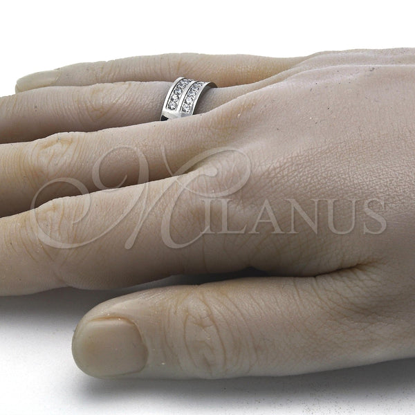 Stainless Steel Ring — Mens Ring with White Cubic Zirconia Polished 01. — alternate product view — SKU 121345 | Acero Inoxidable anillo — Mens Ring with blanco Cubic Zirconia pulido 01. — SKU 121345