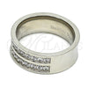 Stainless Steel Mens Ring, with White Cubic Zirconia, Polished, Steel Finish, 01.328.0001.10 (Size 10)