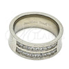 Stainless Steel Mens Ring, with White Cubic Zirconia, Polished, Steel Finish, 01.328.0001.10 (Size 10)