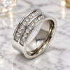Stainless Steel Mens Ring, with White Cubic Zirconia, Polished, Steel Finish, 01.328.0001.10 (Size 10)