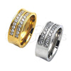 Stainless Steel Mens Ring, with White Cubic Zirconia, Polished, Golden Finish, 01.328.0001.1.09 (Size 9)