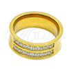 Stainless Steel Multi Stone Ring, with White Cubic Zirconia, Polished, Golden Finish, 01.328.0001.1.12 (Size 12)