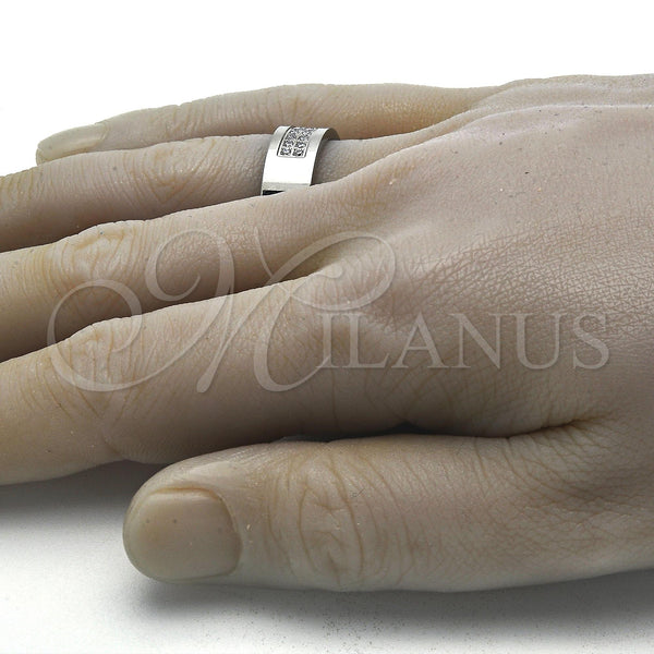 Stainless Steel Ring — Mens Ring with White Cubic Zirconia Polished 01. — alternate product view — SKU 121358 | Acero Inoxidable anillo — Mens Ring with blanco Cubic Zirconia pulido 01. — SKU 121358
