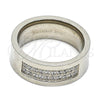 Stainless Steel Mens Ring, with White Cubic Zirconia, Polished, Steel Finish, 01.328.0002.12 (Size 12)