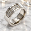 Stainless Steel Mens Ring, with White Cubic Zirconia, Polished, Steel Finish, 01.328.0002.12 (Size 12)