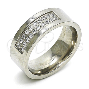 Stainless Steel Ring — Mens Ring with White Cubic Zirconia Polished 01. — main product view — SKU 121358 | Acero Inoxidable anillo — Mens Ring with blanco Cubic Zirconia pulido 01. — SKU 121358