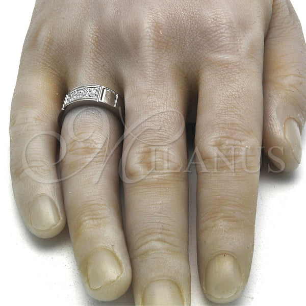 Stainless Steel Ring — Mens Ring with White Cubic Zirconia Polished 01. — alternate product view — SKU 121371 | Acero Inoxidable anillo — Mens Ring with blanco Cubic Zirconia pulido 01. — SKU 121371