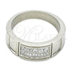 Stainless Steel Mens Ring, with White Cubic Zirconia, Polished, Steel Finish, 01.328.0004.09 (Size 9)