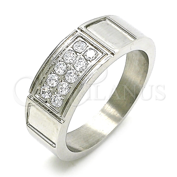 Stainless Steel Ring — Mens Ring with White Cubic Zirconia Polished 01. — main product view — SKU 121372 | Acero Inoxidable anillo — Mens Ring with blanco Cubic Zirconia pulido 01. — SKU 121372