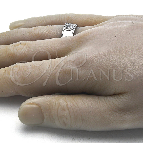 Stainless Steel Mens Ring, with White Cubic Zirconia, Polished, Steel Finish, 01.328.0004.12 (Size 12)