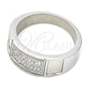 Stainless Steel Mens Ring, with White Cubic Zirconia, Polished, Steel Finish, 01.328.0004.12 (Size 12)