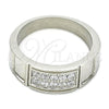 Stainless Steel Mens Ring, with White Cubic Zirconia, Polished, Steel Finish, 01.328.0004.12 (Size 12)
