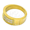 Stainless Steel Mens Ring, with White Cubic Zirconia, Polished, Golden Finish, 01.328.0004.1.10 (Size 10)