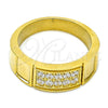 Stainless Steel Mens Ring, with White Cubic Zirconia, Polished, Golden Finish, 01.328.0004.1.12 (Size 12)