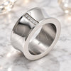 Stainless Steel Mens Ring, with White Cubic Zirconia, Polished, Steel Finish, 01.328.0005.10 (Size 10)