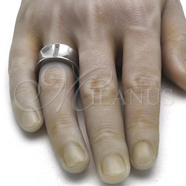 Stainless Steel Ring — Mens Ring with White Cubic Zirconia Polished 01. — alternate product view — SKU 121381 | Acero Inoxidable anillo — Mens Ring with blanco Cubic Zirconia pulido 01. — SKU 121381