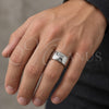 Stainless Steel Mens Ring, with White Cubic Zirconia, Polished, Steel Finish, 01.328.0005.12 (Size 12)