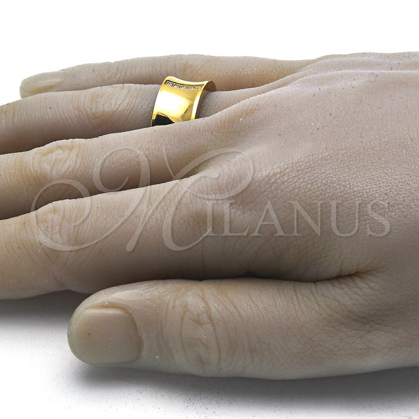 Stainless Steel Mens Ring, with White Cubic Zirconia, Polished, Golden Finish, 01.328.0005.1.11 (Size 11)