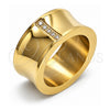 Stainless Steel Mens Ring, with White Cubic Zirconia, Polished, Golden Finish, 01.328.0005.1.11 (Size 11)