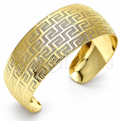 Oro Laminado Individual Bangle, Gold Filled Style Greek Key Design, Polished, Golden Finish, 07.329.0001 (Thickness, One size fits all)