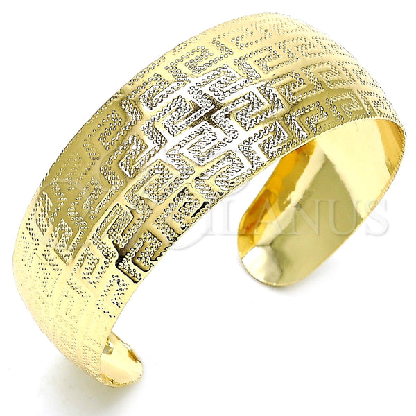 Oro Laminado Individual Bangle, Gold Filled Style Greek Key Design, Polished, Golden Finish, 07.329.0001 (Thickness, One size fits all)