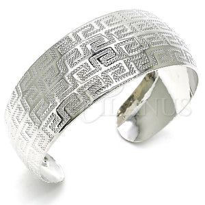 White Gold Filled Jewelry — Individual Bangle Greek Key Design Polished 07. Thickness — main product view — SKU 121388 | Oro Laminado Blanco joyería — Individual Bangle Greek Key diseño pulido 07. Thickness — SKU 121388