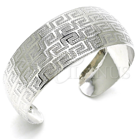 Rhodium Plated Individual Bangle, Greek Key Design, Polished, Rhodium Finish, 07.329.0001.1 (Thickness, One size fits all)