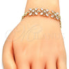 Oro Laminado Fancy Bracelet, Gold Filled Style with White Cubic Zirconia, Polished, Golden Finish, 03.316.0006.07 (07 MM Thickness, 7 Inches Length)