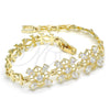 Oro Laminado Fancy Bracelet, Gold Filled Style with White Cubic Zirconia, Polished, Golden Finish, 03.316.0006.07 (07 MM Thickness, 7 Inches Length)