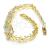 Oro Laminado Fancy Bracelet, Gold Filled Style with White Cubic Zirconia, Polished, Golden Finish, 03.316.0006.07 (07 MM Thickness, 7 Inches Length)