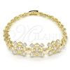 Oro Laminado Fancy Bracelet, Gold Filled Style with White Cubic Zirconia, Polished, Golden Finish, 03.316.0006.07 (07 MM Thickness, 7 Inches Length)