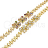 Oro Laminado Fancy Bracelet, Gold Filled Style with White Cubic Zirconia, Polished, Golden Finish, 03.316.0006.07 (07 MM Thickness, 7 Inches Length)