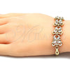 Oro Laminado Fancy Bracelet, Gold Filled Style Butterfly and Fish Design, with White Cubic Zirconia, Polished, Golden Finish, 03.316.0007.07 (05 MM Thickness, 7 Inches Length)