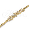 Oro Laminado Fancy Bracelet, Gold Filled Style Butterfly and Fish Design, with White Cubic Zirconia, Polished, Golden Finish, 03.316.0007.07 (05 MM Thickness, 7 Inches Length)